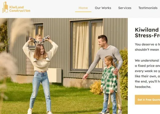 Kiwiland Construction website built by Kiwi Web Design